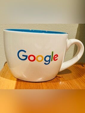 Official Google Jumbo Coffee Mug Soup Cup White Blue 4" Tall 4.75" Wide Tech New
